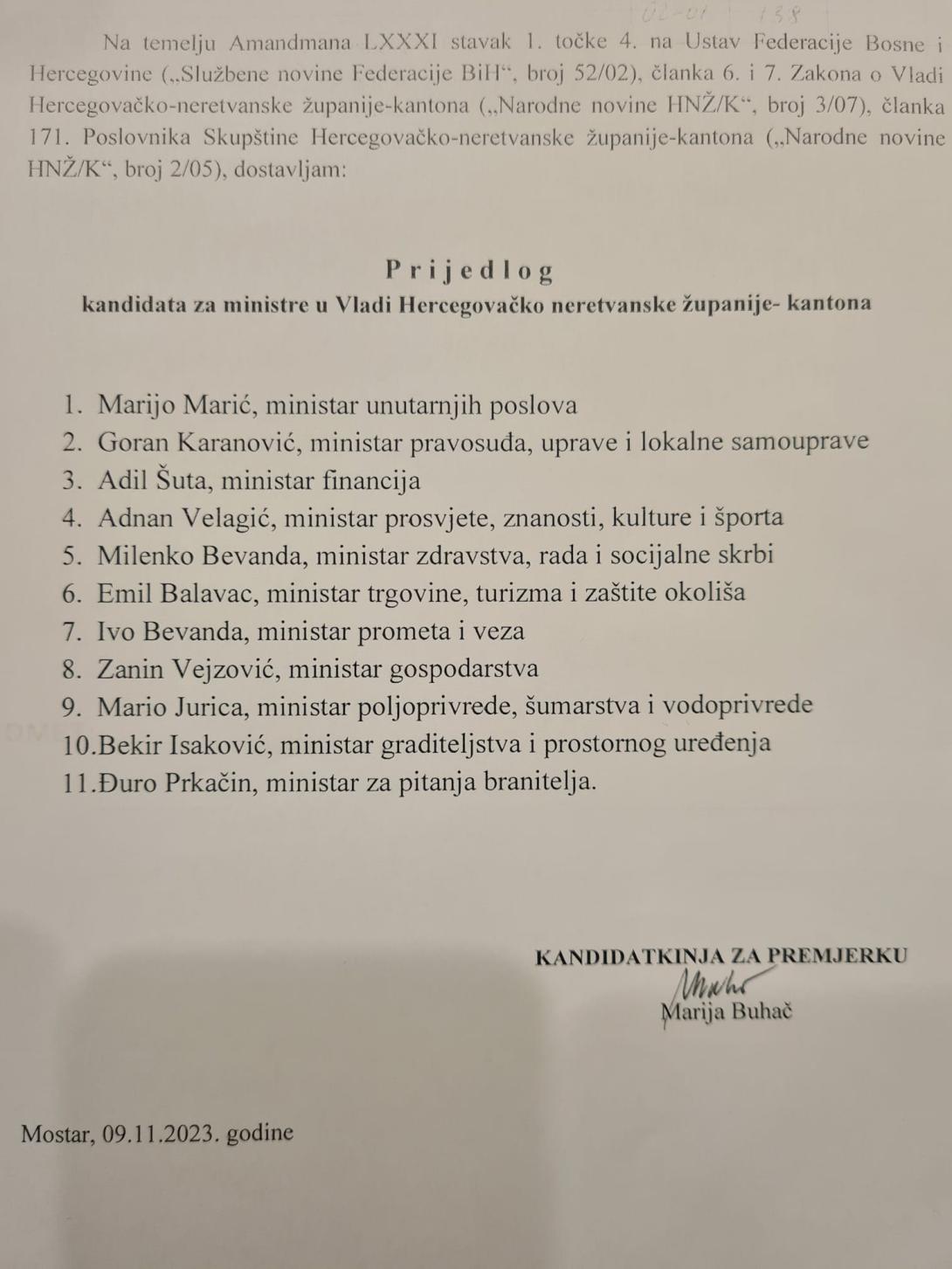 imena minsitara