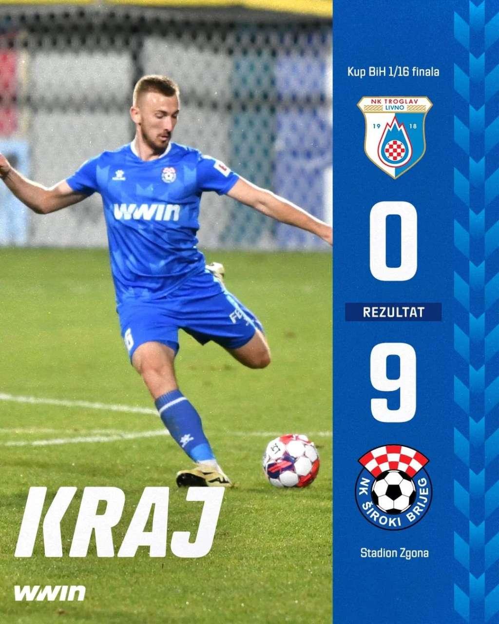 Široki Brijeg zabio čak devet golova Troglavu