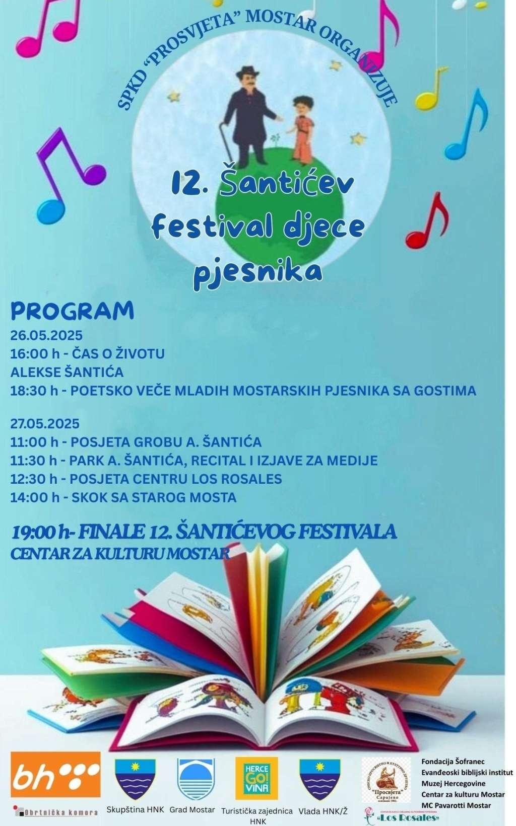 Dvanaesto izdanje Šantićevog festivala djece pjesnika od 26. do 28. svibnja